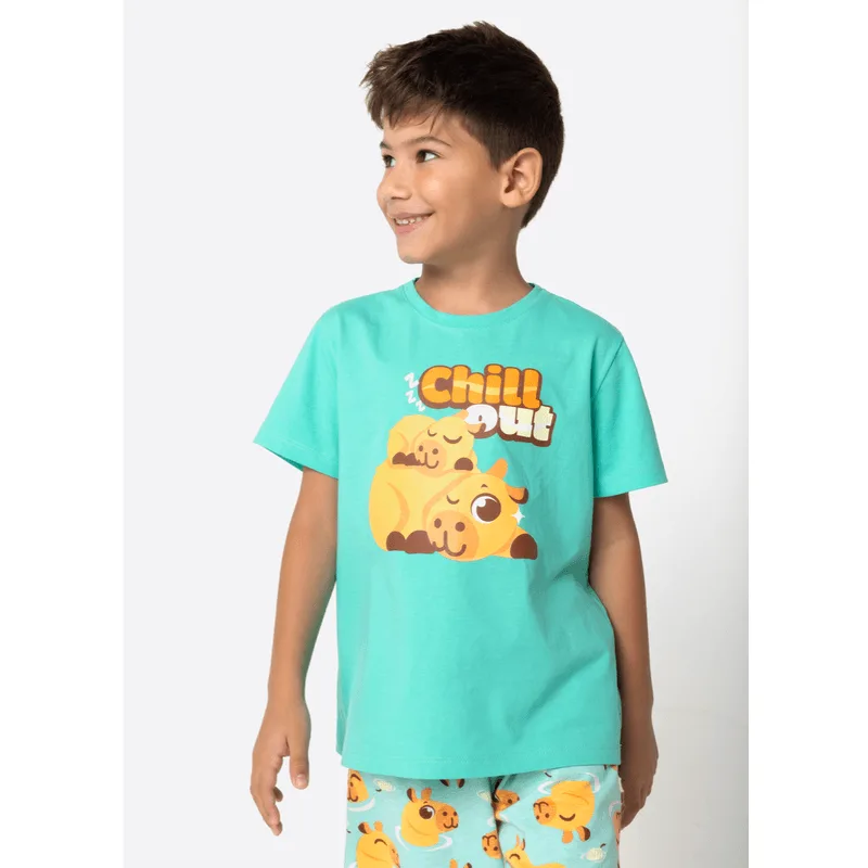 Pijama Manga Curta Algodão Menino Capivara Vibes 6