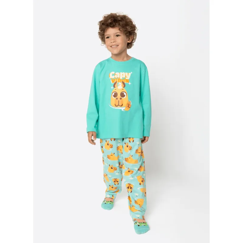 Pijama Manga Longa Algodão Menino Capivara Vibes 4