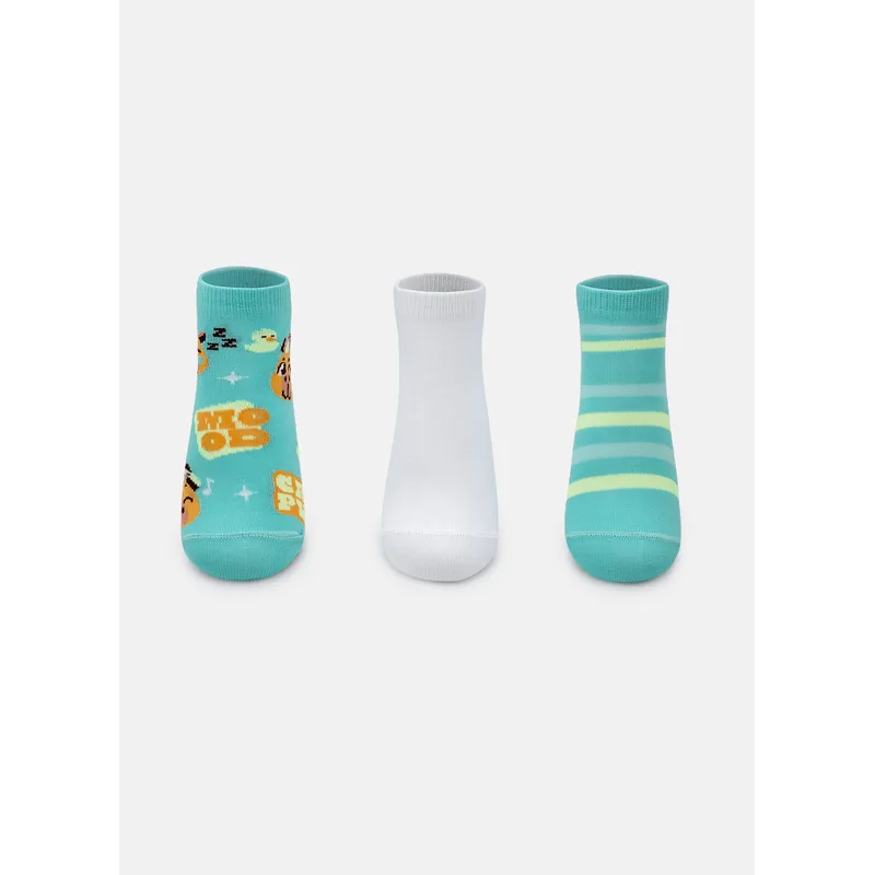 Kit com 3 Meias Cano Curto Kids Unissex Capy Bora 23 A 27
