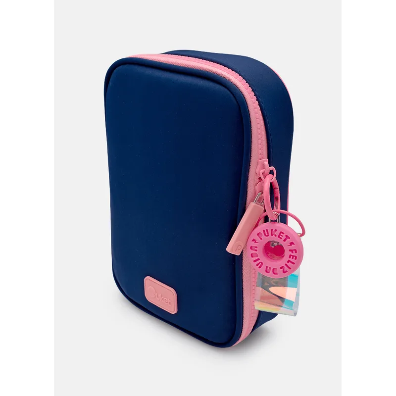 Estojo Grande Azul Marinho e Rosa UN