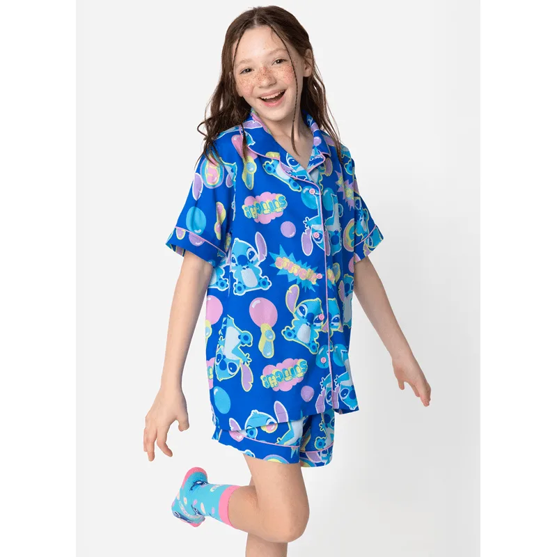 Pijama Manga Curta Viscose Menina Teen Stitch 12