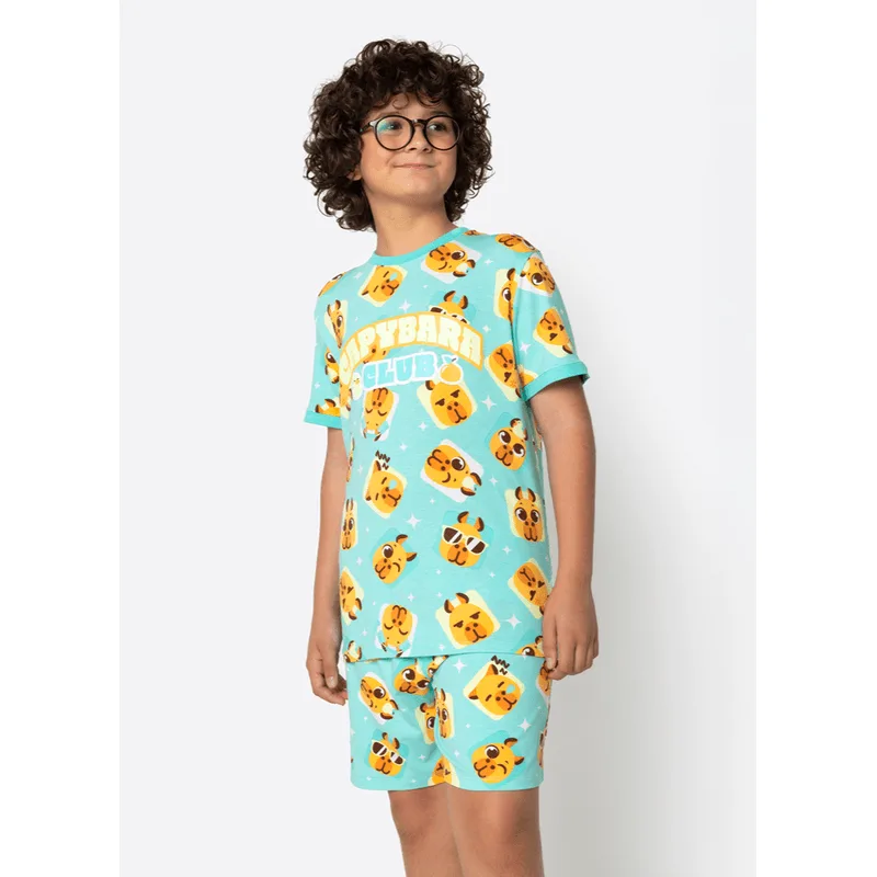 Pijama Manga Curta Viscolycra Menino Teen Capy Bora 14