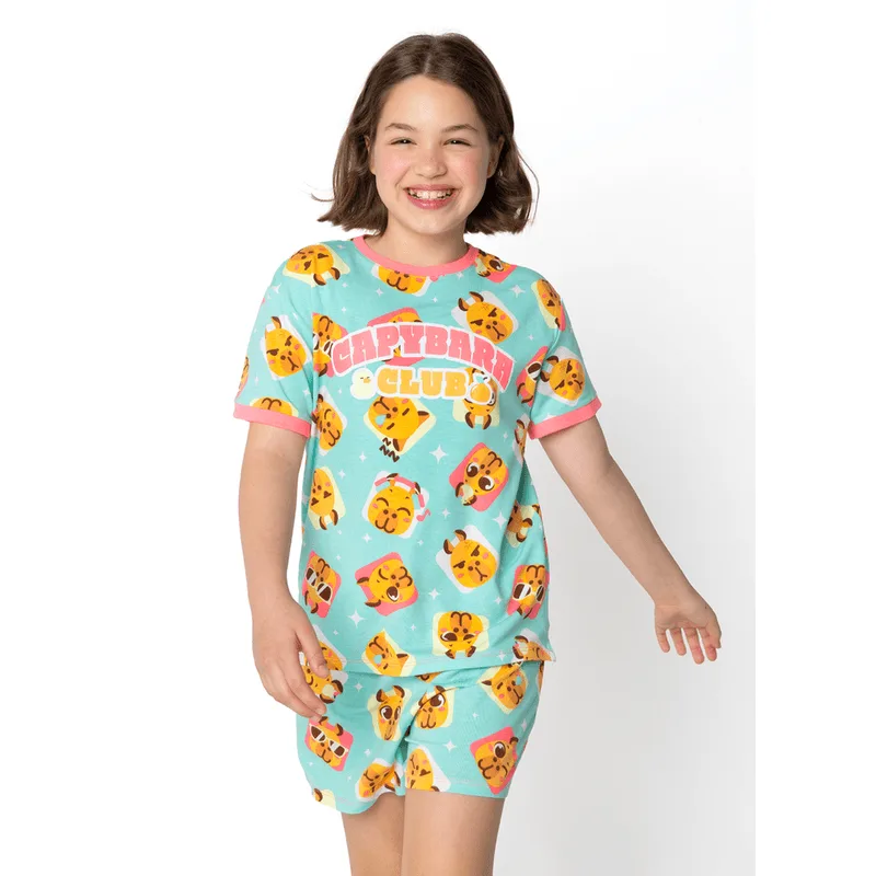 Pijama Manga Curta Viscolycra Menina Teen Capy Bora 10