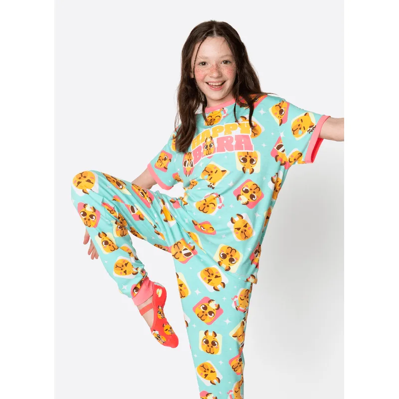 Pijama Manga Curta Viscolycra Menina Teen Capy Bora 8