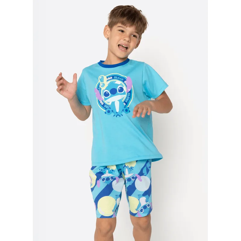Pijama Manga Curta Algodão Menino Stitch 1