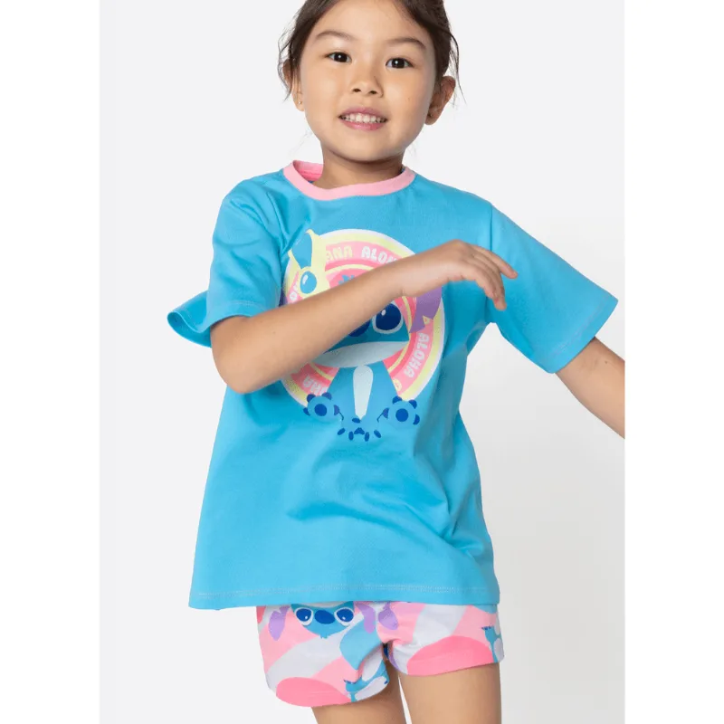 Pijama Manga Curta Algodão Menina Stitch 6
