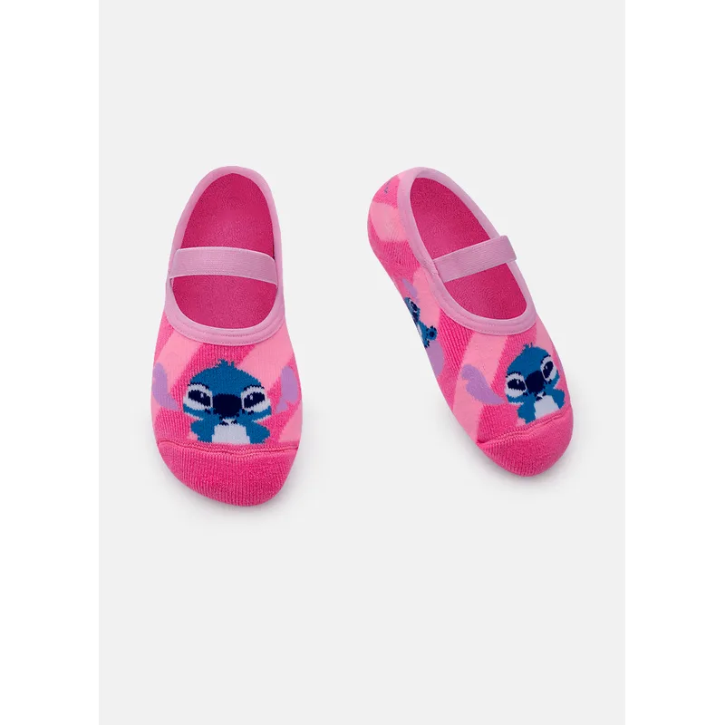 Meia Sapatilha Antiderrapante Menina Stitch 23 A 27