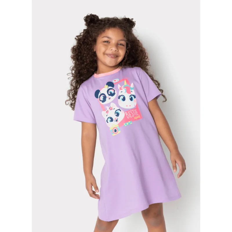 Camisola Manga Curta Algodão Menina Multibichos 6