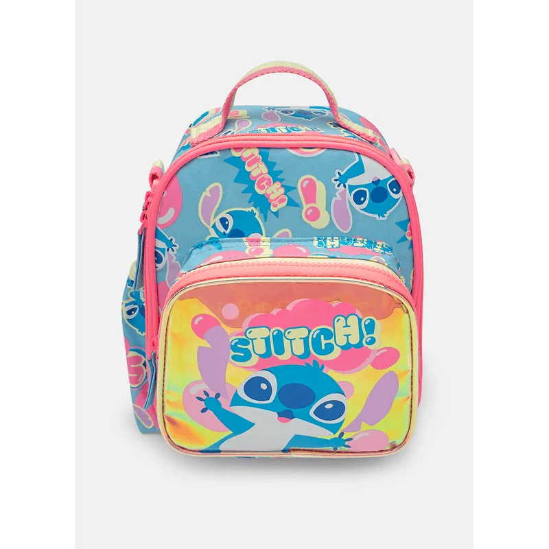 Lancheira Térmica com Bolso Frontal Holográfico Stitch UN