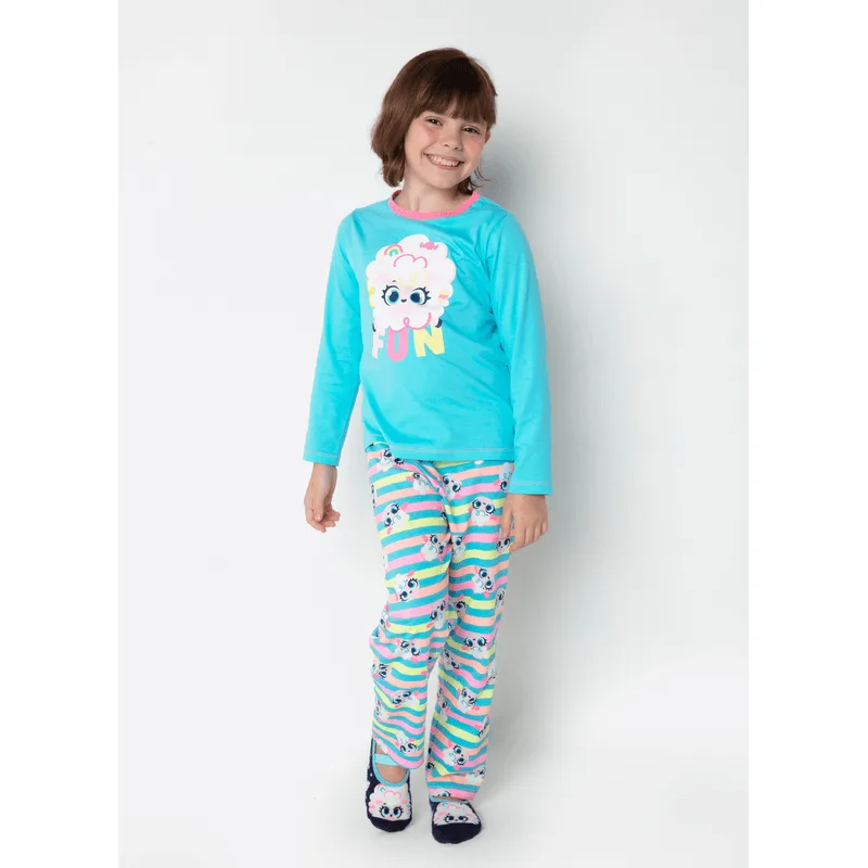 Pijama Manga Longa Algodão Menina Ovelha 6