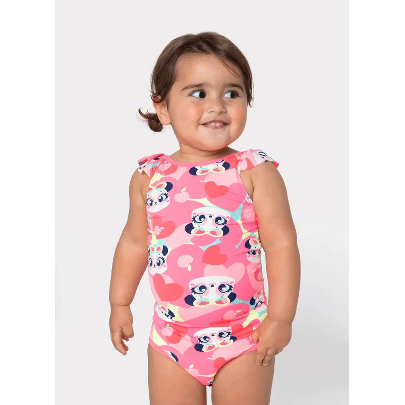 Maiô com Proteção Solar Menina 1/2 anos Panda Romântico 2