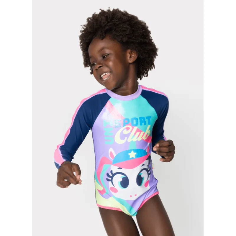 Maiô Manga Longa com Proteção Solar Menina 1/2 anos Unicórnio Tênis 1