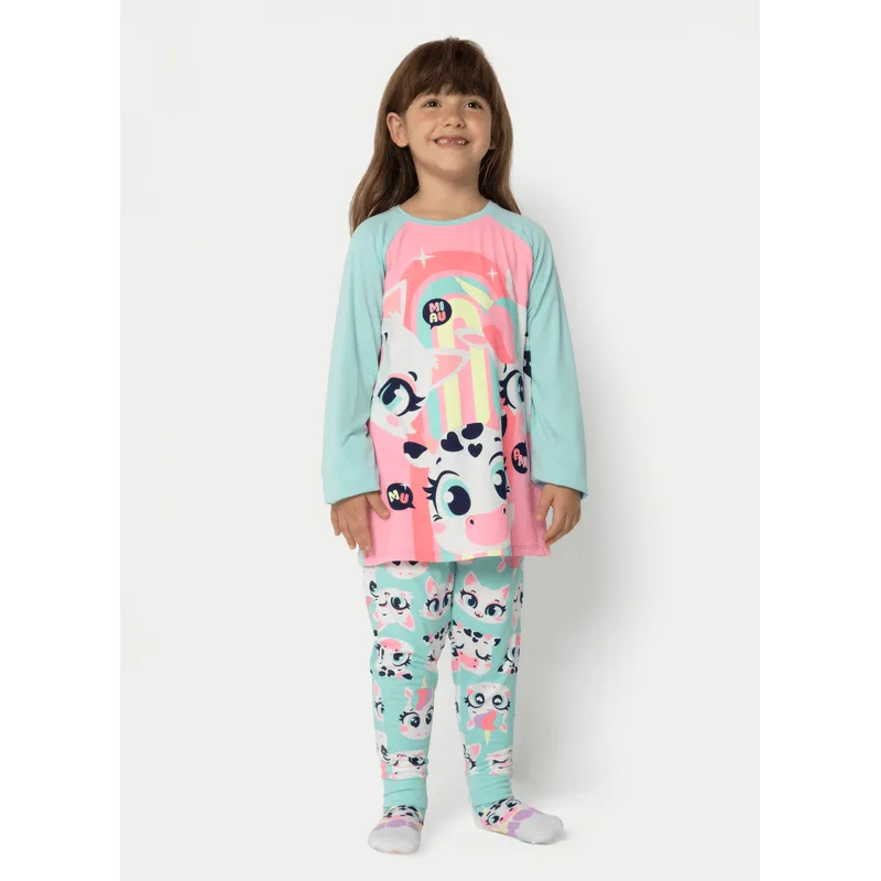 Pijama Manga Longa Viscolycra Menina Multibichos Best Friend 6