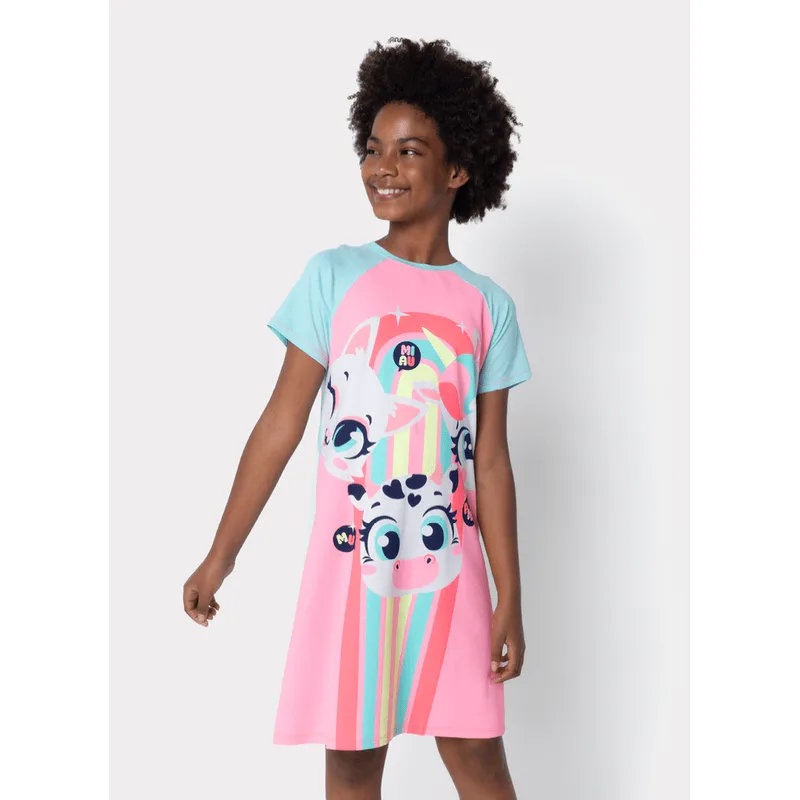Camisola Manga Curta Viscolycra Menina Teen Multibichos Best Friend 8