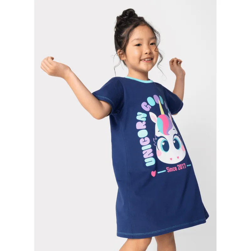 Camisola Manga Curta Algodão Menina Unicórnio 4
