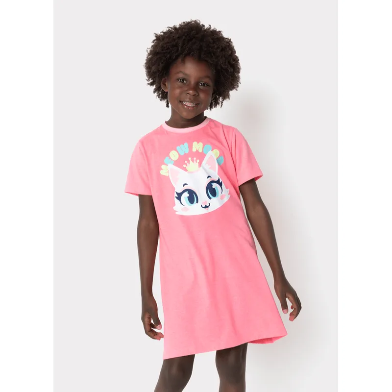 Camisola Manga Curta Algodão Menina Gata 4