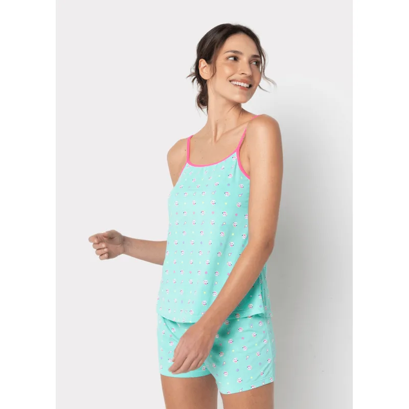 Pijama Regata Microfibra Feminino Unicórnio Tênis P