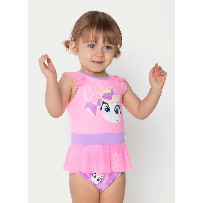 Maiô com Proteção Solar Menina 1/2 anos Unicórnio Diamante 1