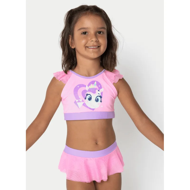 Biquíni com Proteção Solar Menina Unicórnio Diamante 1