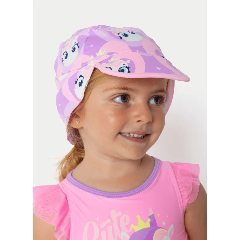 Chapéu com Proteção Solar Bebê Menina Unicórnio Diamante UN