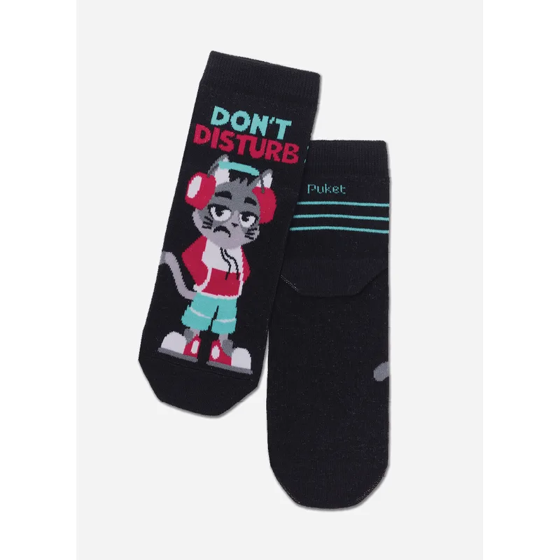 Meia Cano Curto Menino Teen Gato 34 A 39