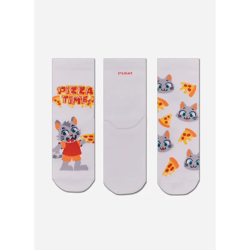 Kit com 3 Meias Cano Médio Menino Pizza Time 28 A 33