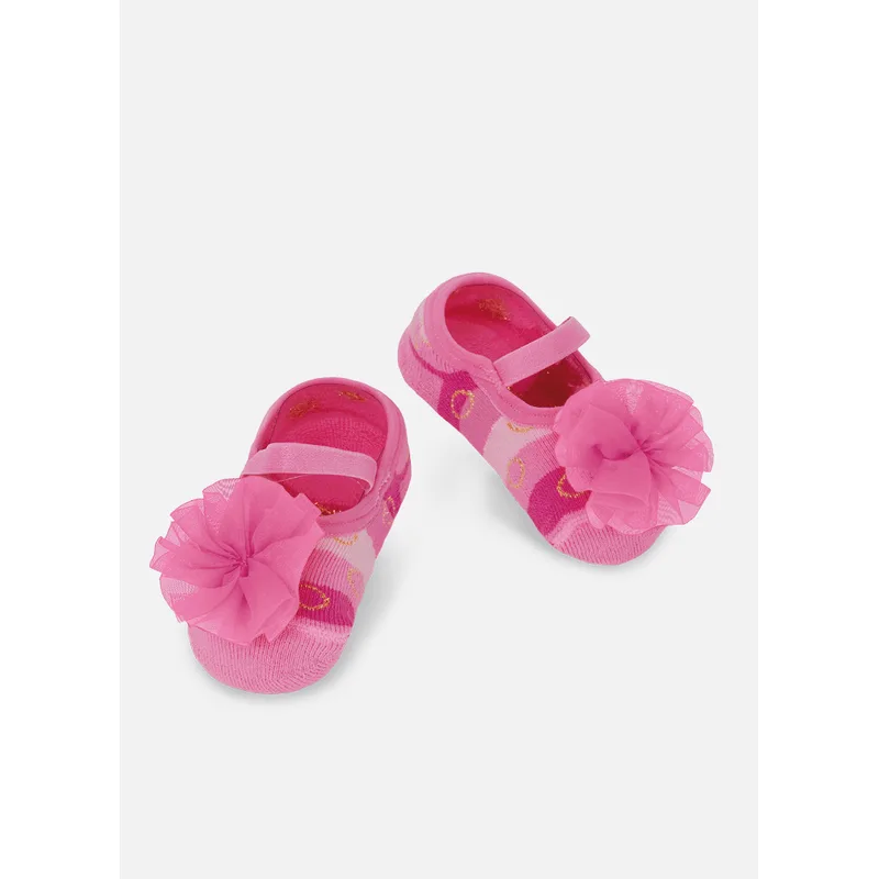 Meia Sapatilha Antiderrapante Bebê Menina Flor 15 A 18 MESES