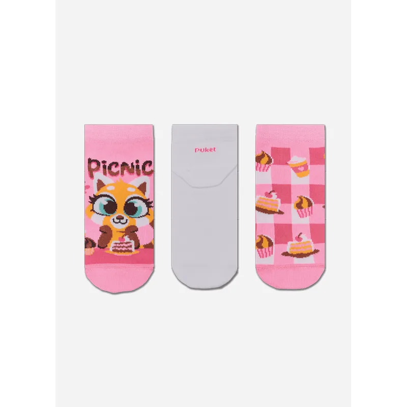 Kit com 3 Meias Cano Curto Menina Raposa Picnic 28 A 33