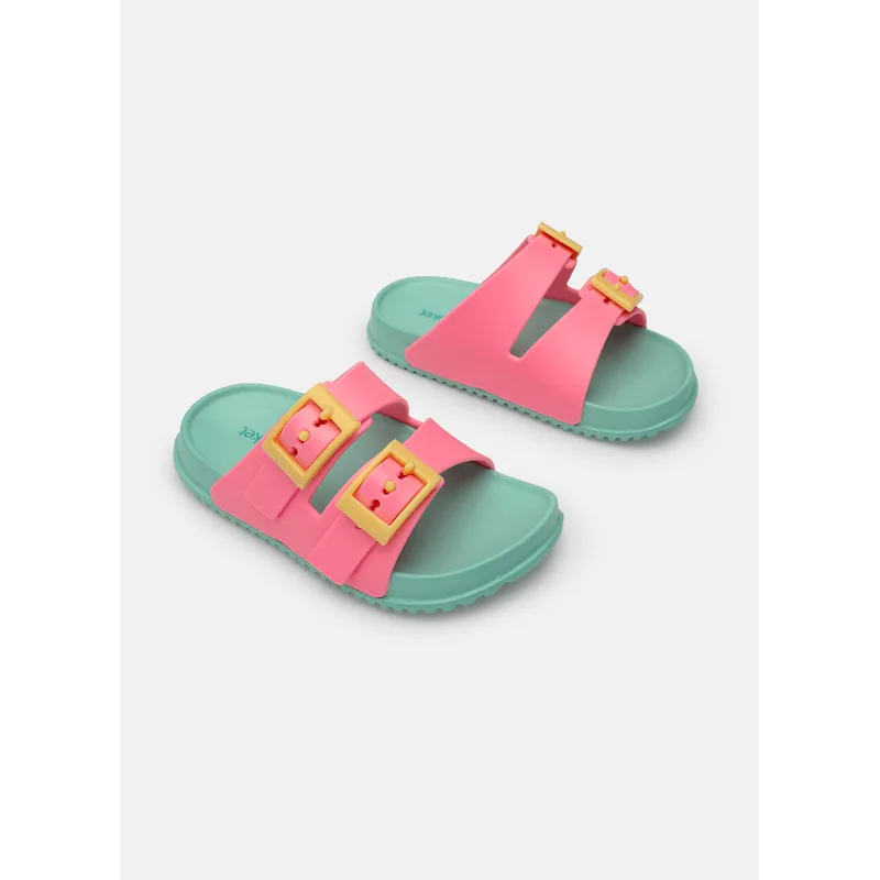 Chinelo Slide Menina Color Block Rosa 25A26