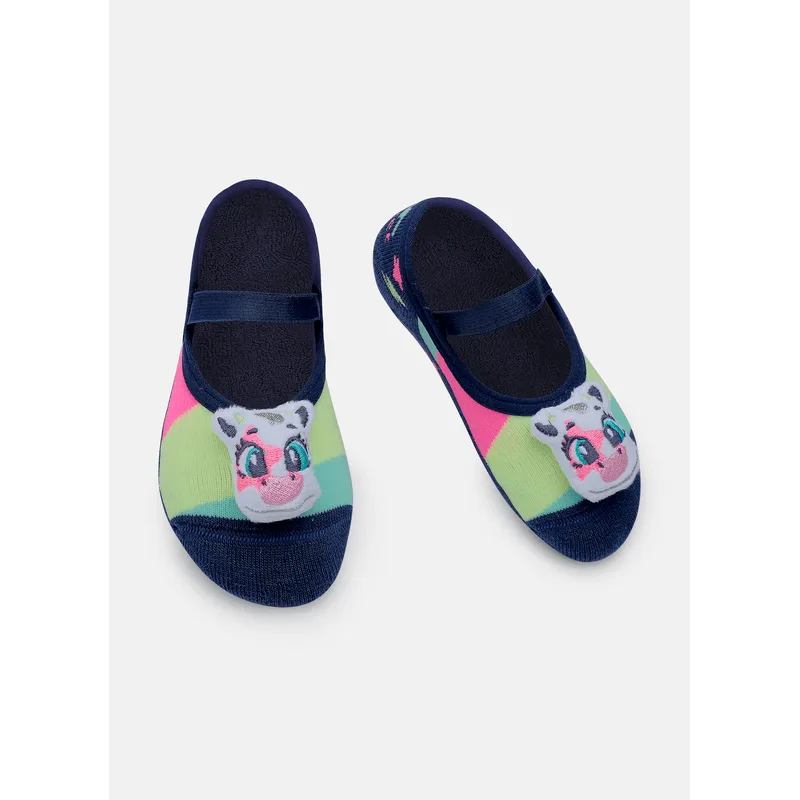 Meia Sapatilha Antiderrapante com Aplique de LED Bebê Menina Vaca Moosic 15 A 18 MESES