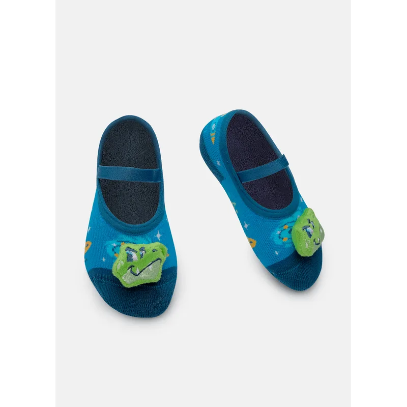Meia Sapatilha Antiderrapante com Aplique de LED Bebê Menino Dino Astronauta 15 A 18 MESES