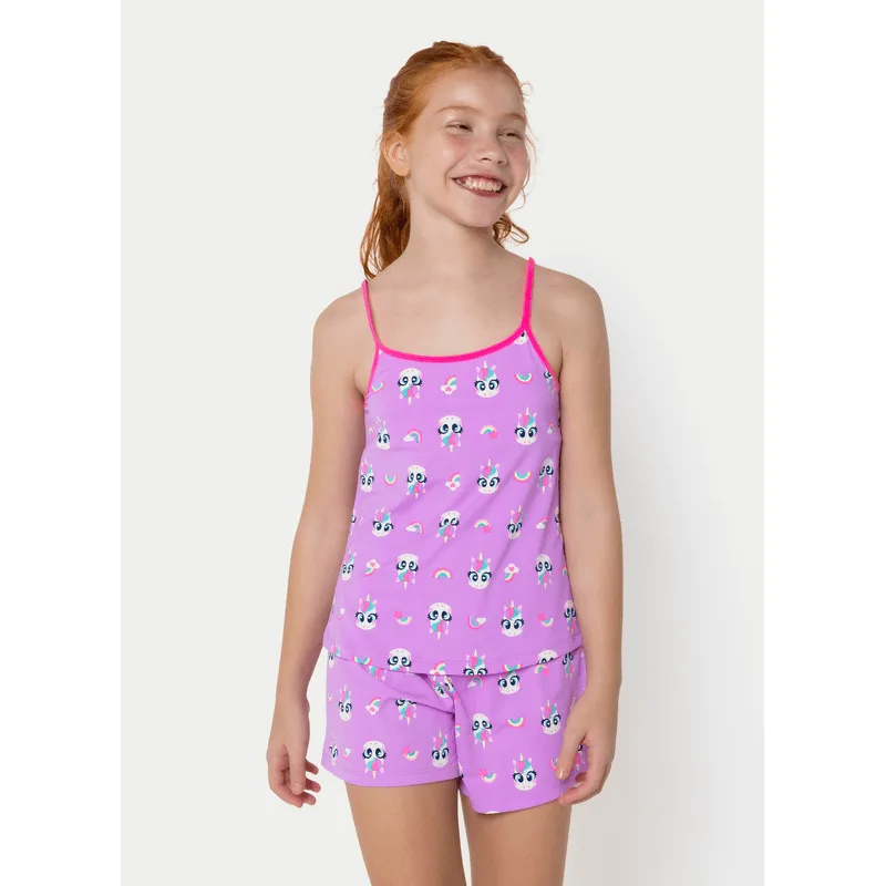 Pijama Regata Microfibra Menina Teen Unicórnio 12