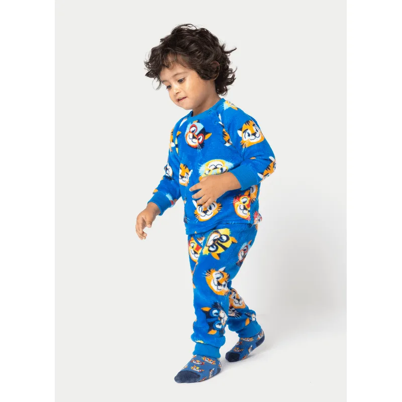 Pijama Manga Longa Soft Bebê Menino Tigre Lucha 6 A 9 MESES