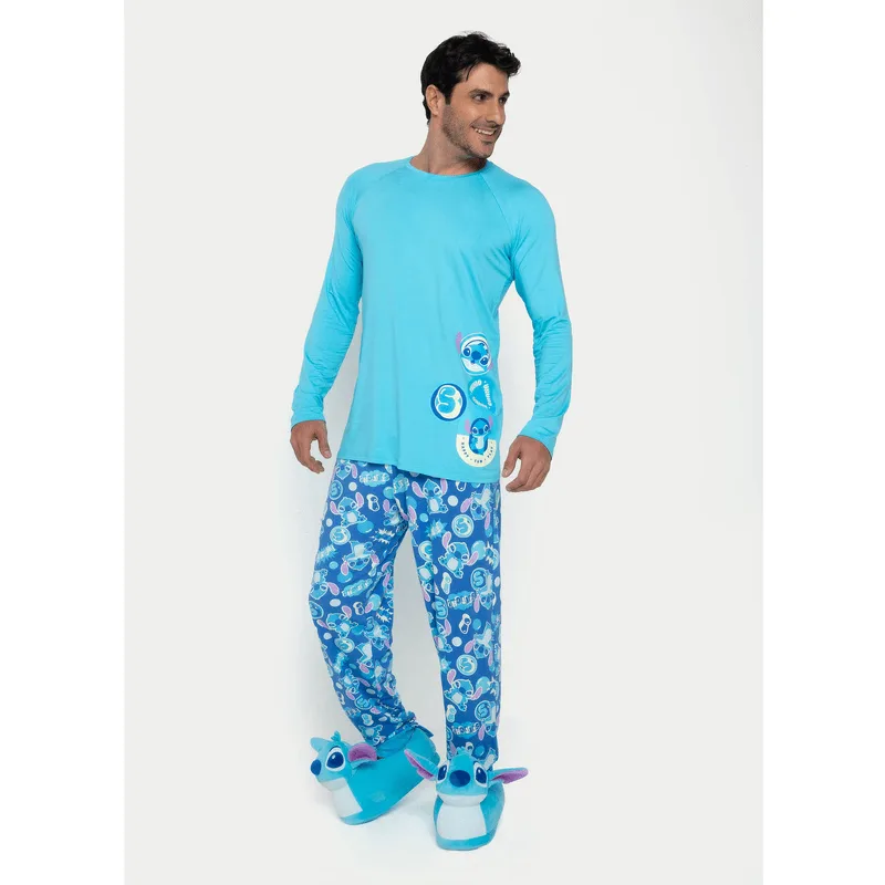 Pijama Manga Longa Viscolycra Masculino Stitch P