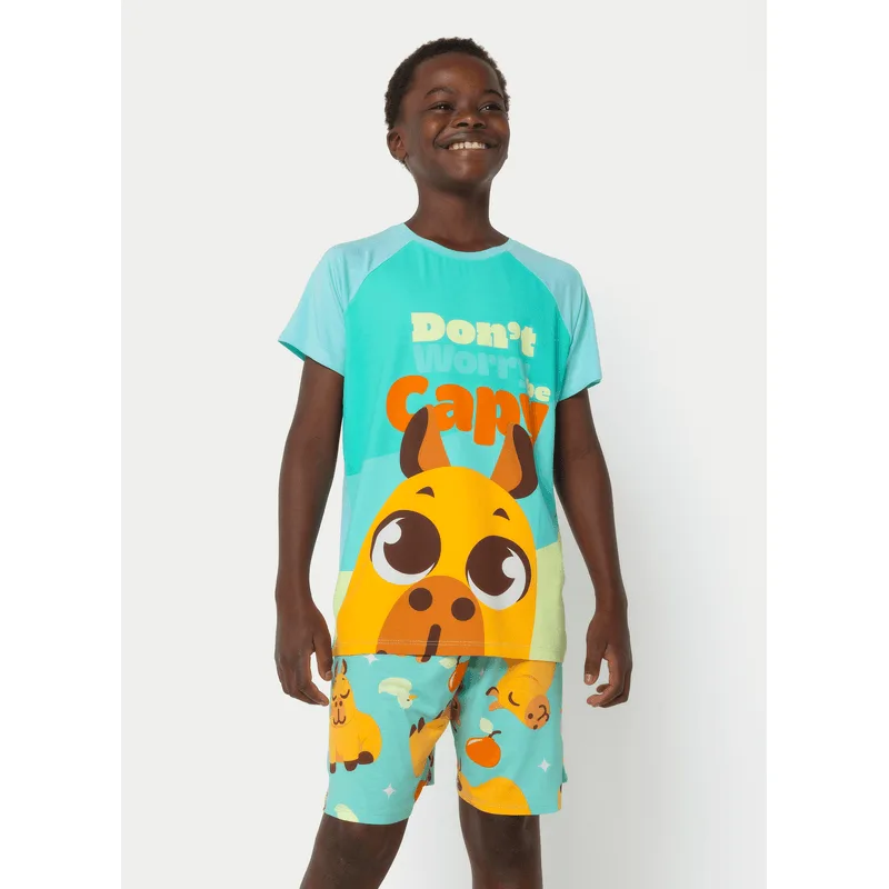 Pijama Manga Curta Viscolycra Menino Teen Capivara Vibes 10