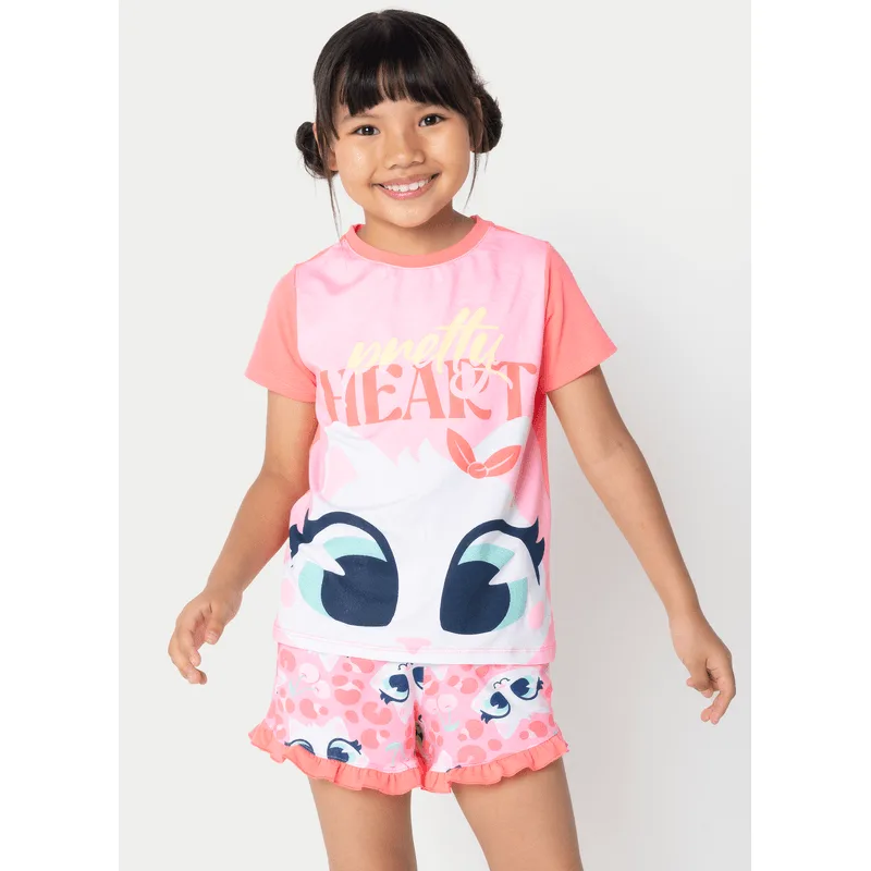 Pijama Manga Curta Viscolycra Menina Gata Cereja 4