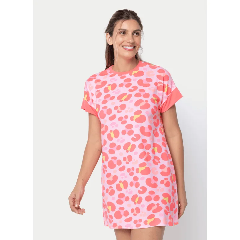 Camisola Manga Curta Viscolycra Feminina Gata Cereja M