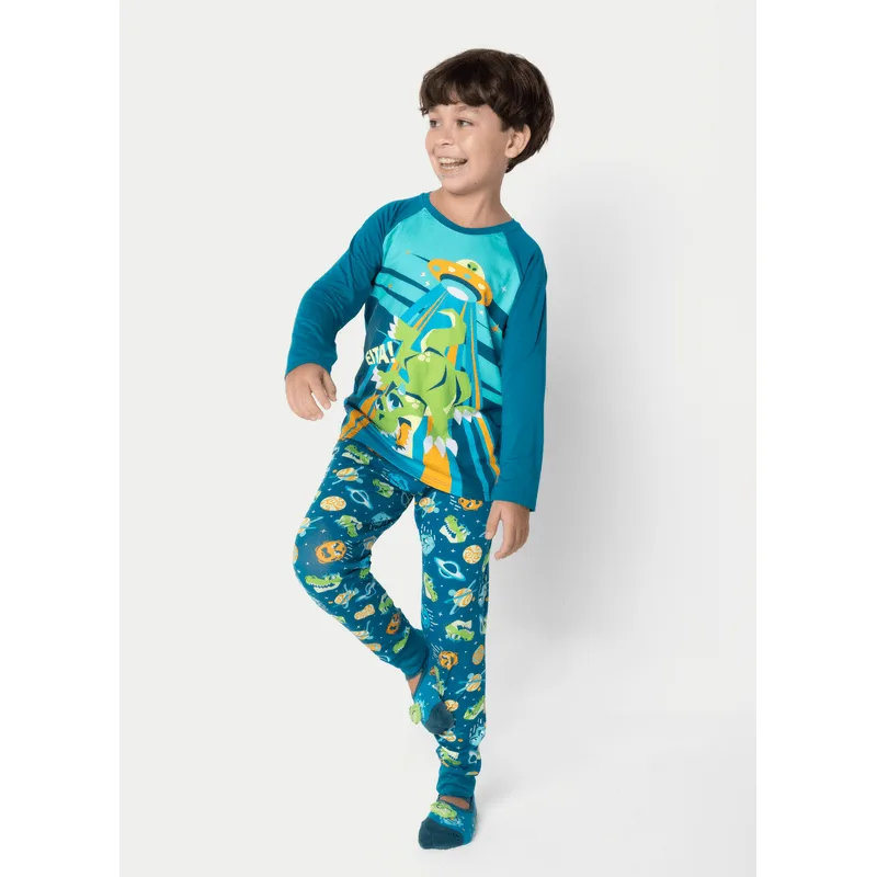 Pijama Manga Longa Viscolycra Menino Dino Astronauta 2