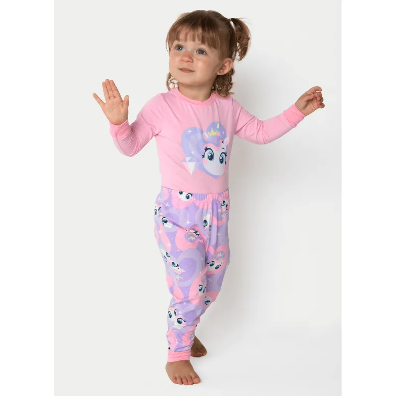 Pijama Manga Longa Viscolycra Bebê Menina Unicórnio Diamante 6 A 9 MESES