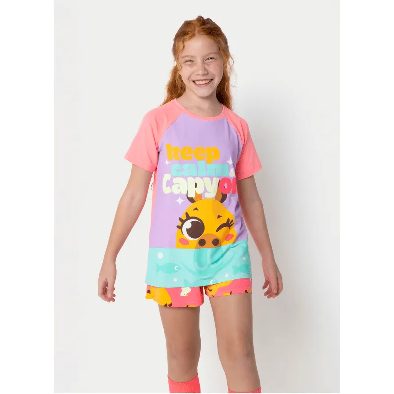 Pijama Manga Curta Viscolycra Menina Teen Capivara Vibes 8