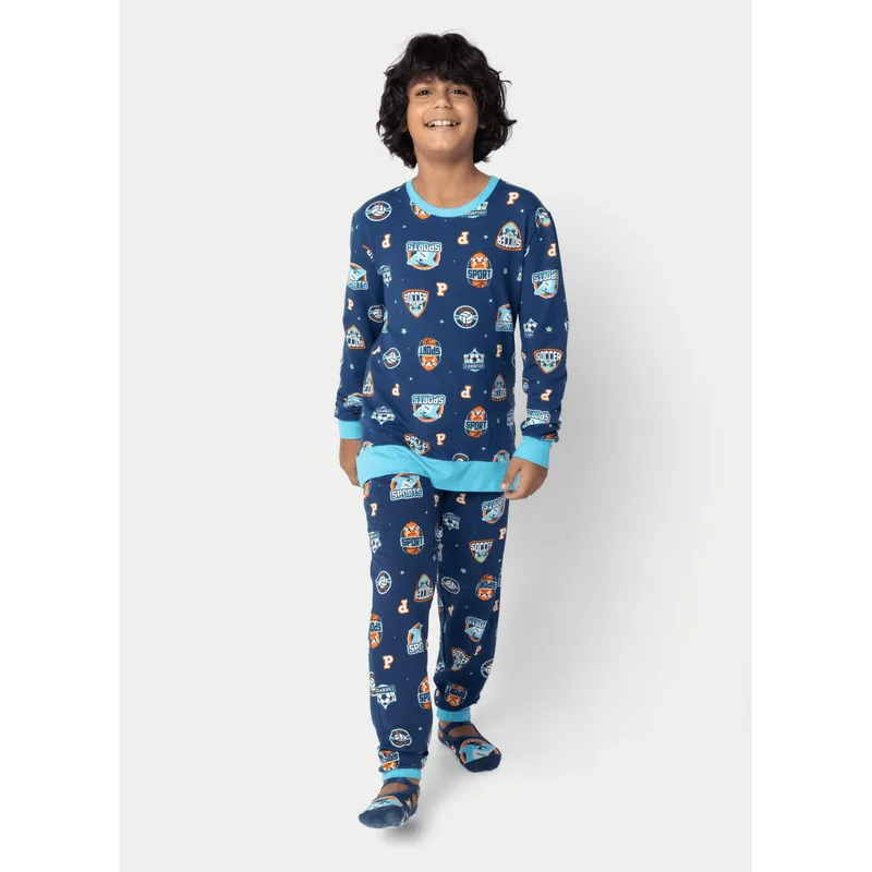 Pijama Manga Longa Moletinho Menino Teen Tubarão Futebol 12