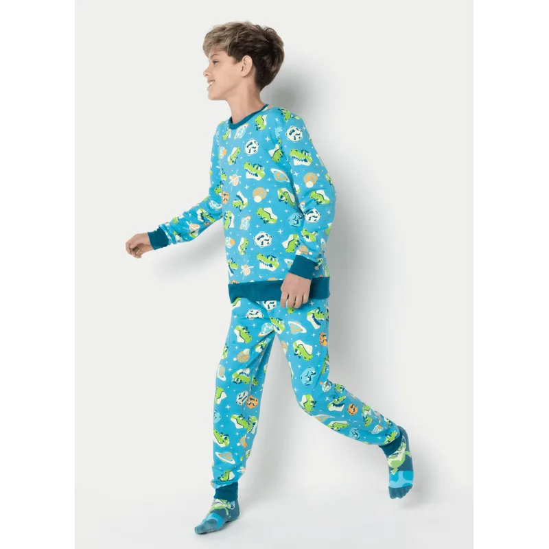 Pijama Manga Longa Moletinho Menino Teen Dino Astronauta 8