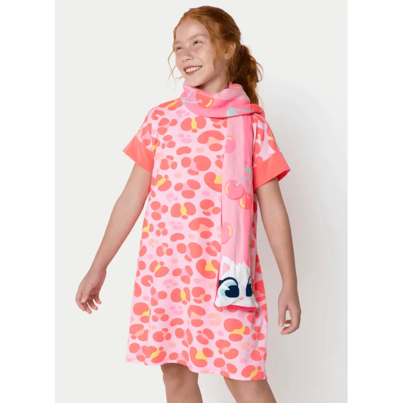 Camisola Manga Curta Viscolycra Menina Teen Gata Cereja 8
