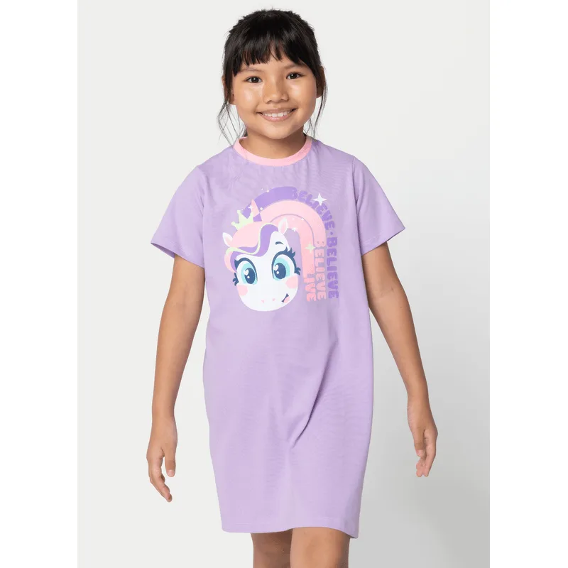 Camisola Manga Curta Algodão Menina Unicórnio Diamante 6