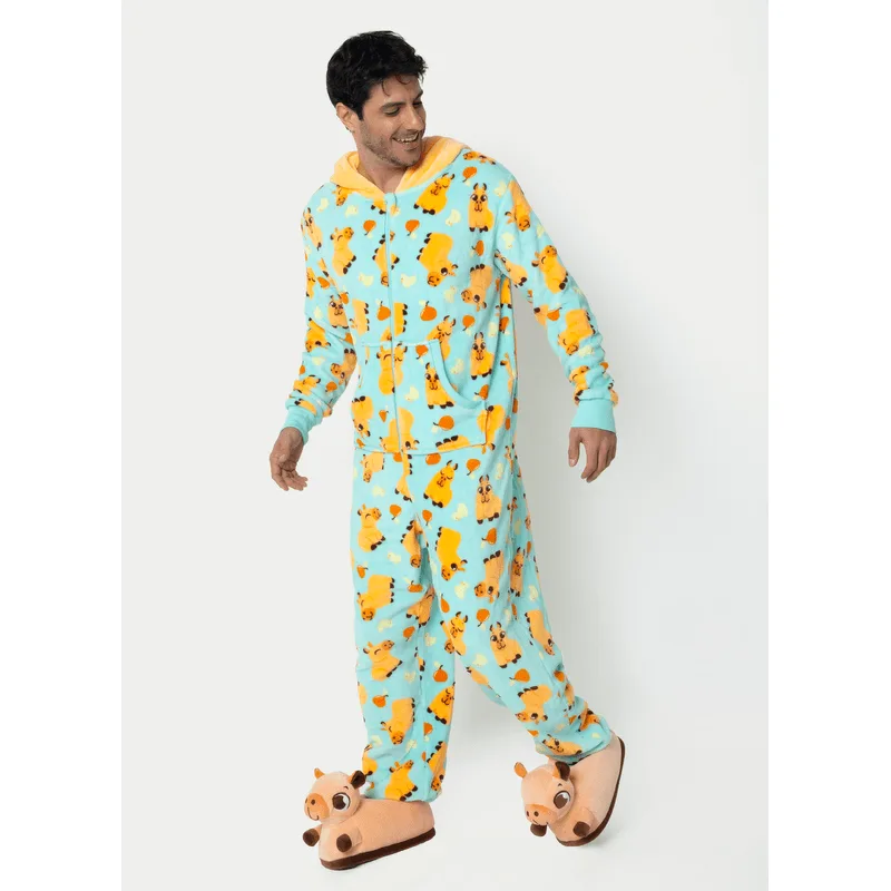 Macacão Manga Longa Soft Adulto Unissex Capivara Vibes PP
