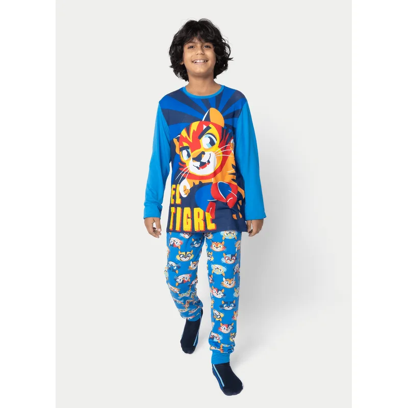 Pijama Manga Longa Viscolycra Menino Teen Tigre Lucha 8