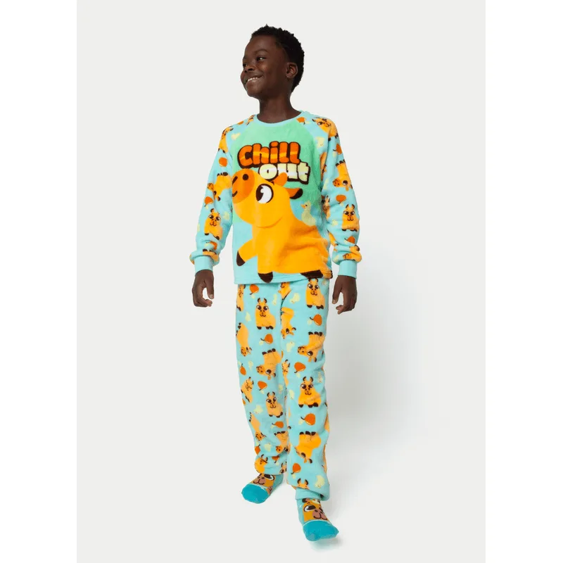 Pijama Manga Longa Soft Teen Unissex Capivara Vibes 10