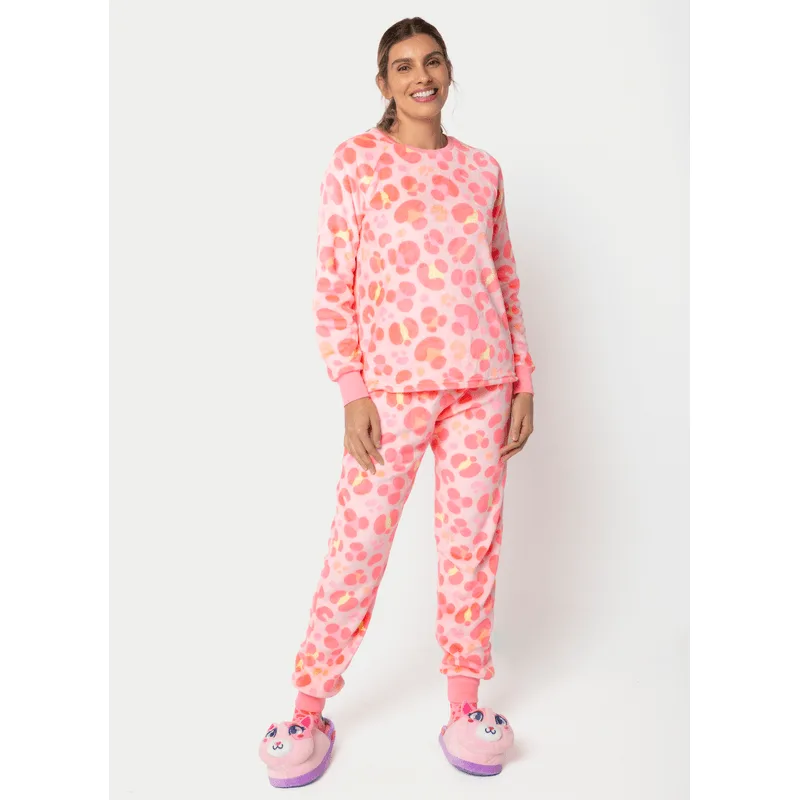 Pijama Manga Longa Soft Feminino Gata Cereja M