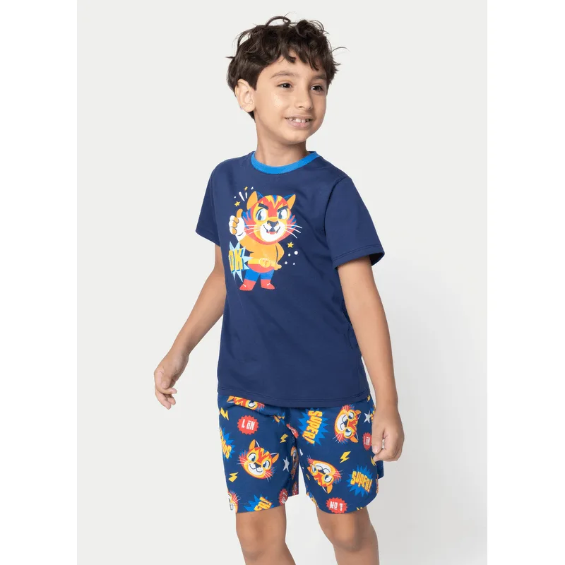 Pijama Manga Curta Algodão Menino Tigre Lucha 4
