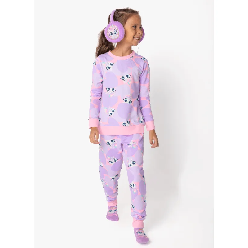 Pijama Manga Longa Moletinho Menina Unicórnio Diamante 2